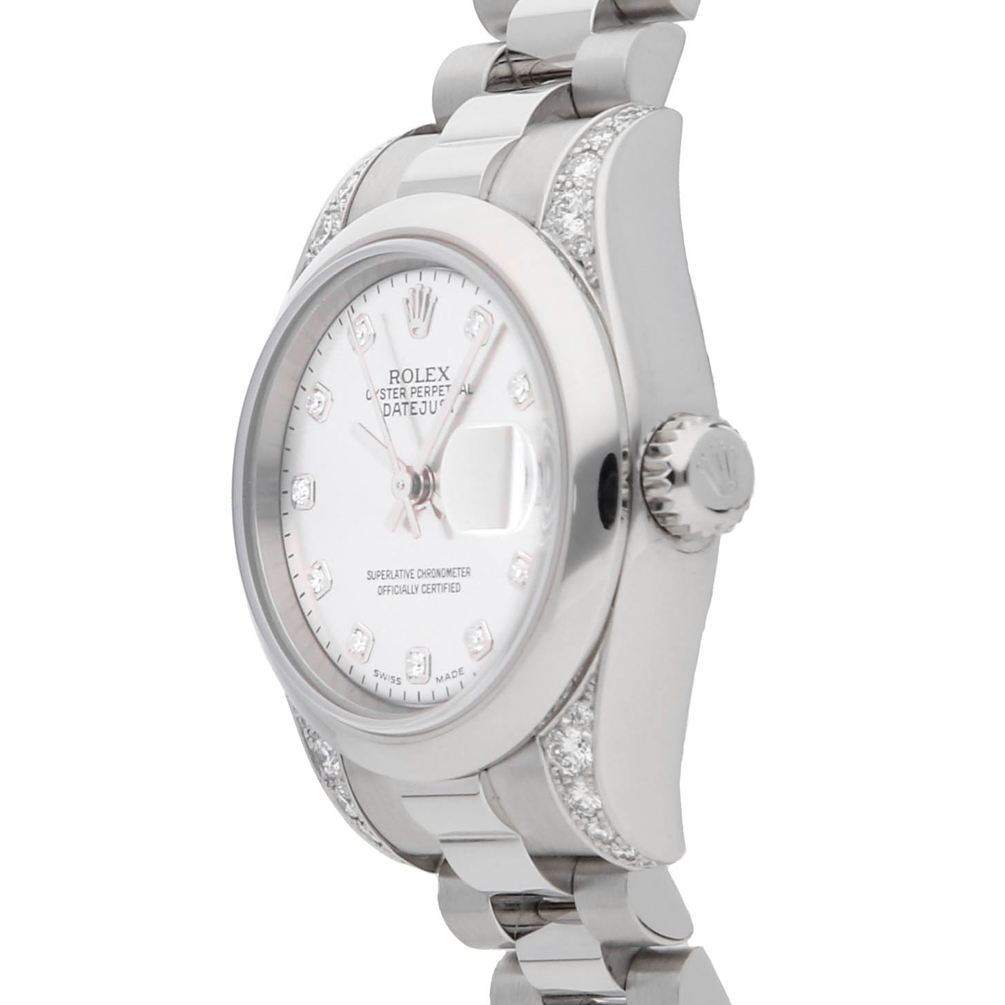 Rolex Super Clone Watch : Datejust 179296 WHT GLD DIA PRS - Image 3