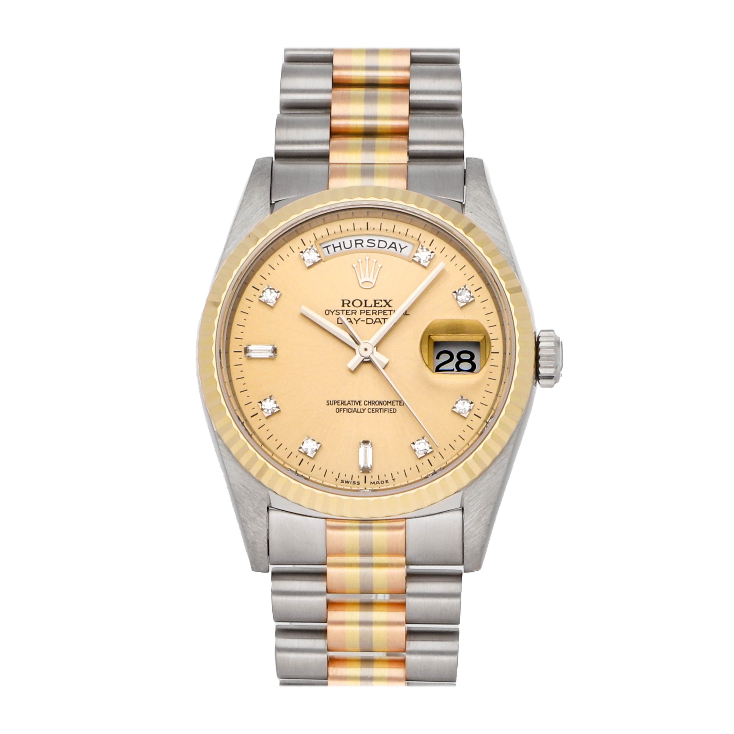 Rolex Super Clone Watch : Day-Date Tridor WG/ 18239B CHP DIA TRI