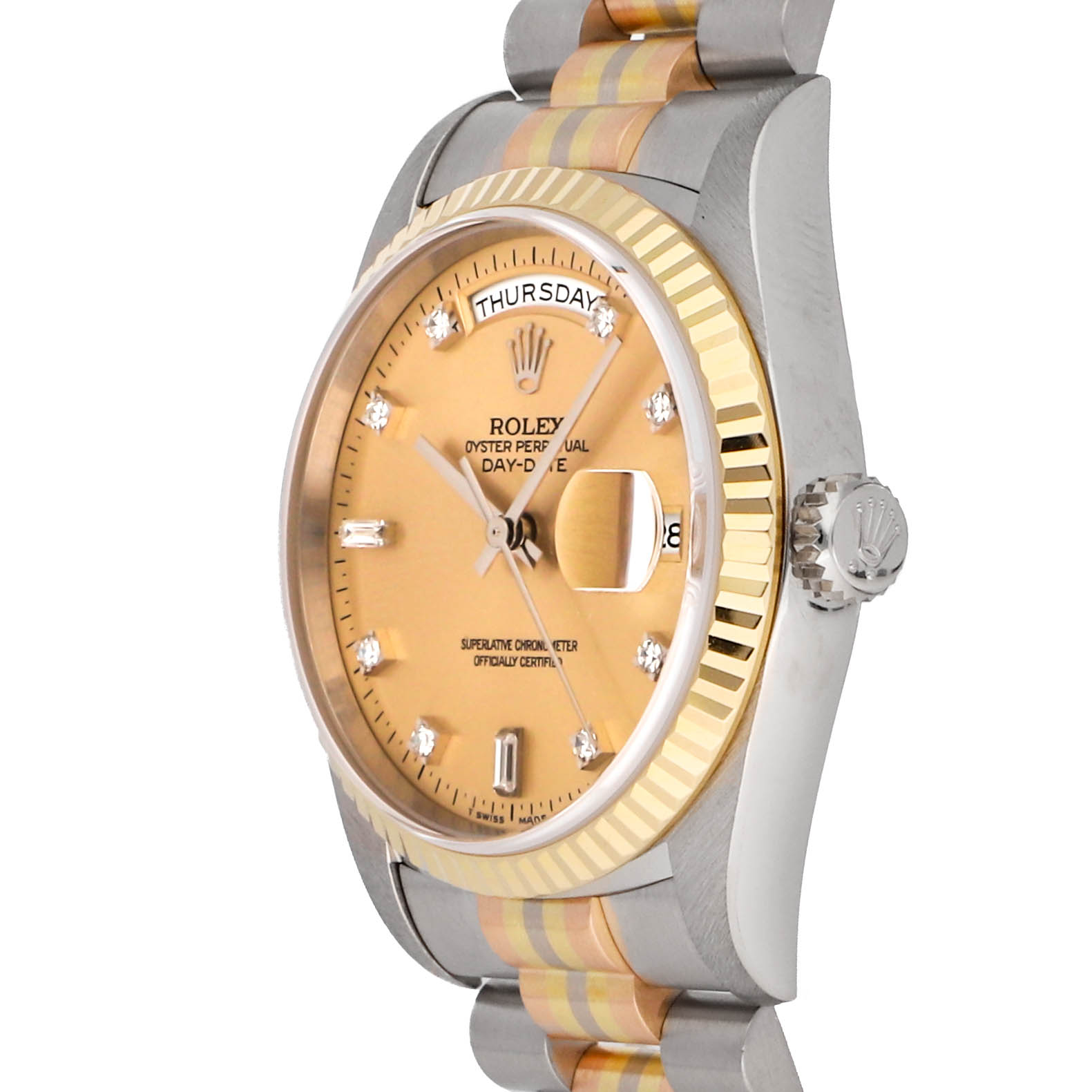 Rolex Super Clone Watch : Day-Date Tridor WG/ 18239B CHP DIA TRI - Image 3