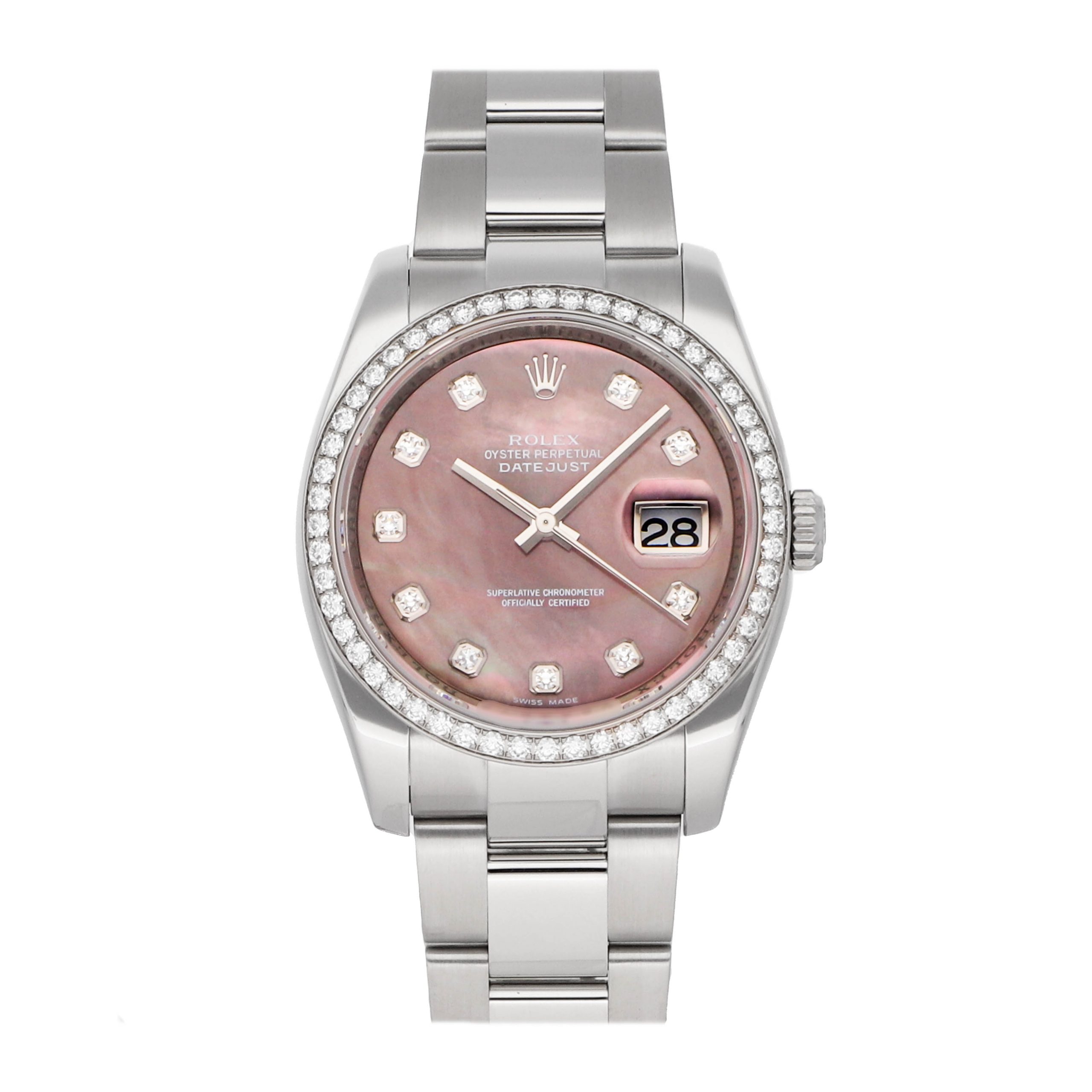 Rolex Super Clone Watch : Datejust 116244 BLK MOP DIA OYS