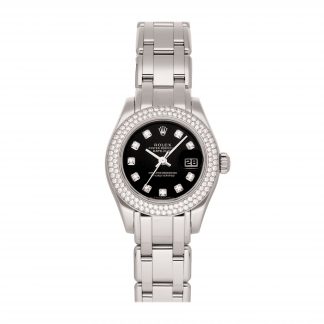 Rolex Super Clone Watch : Datejust Pearlmaster WG 80339 BLK DI PRL
