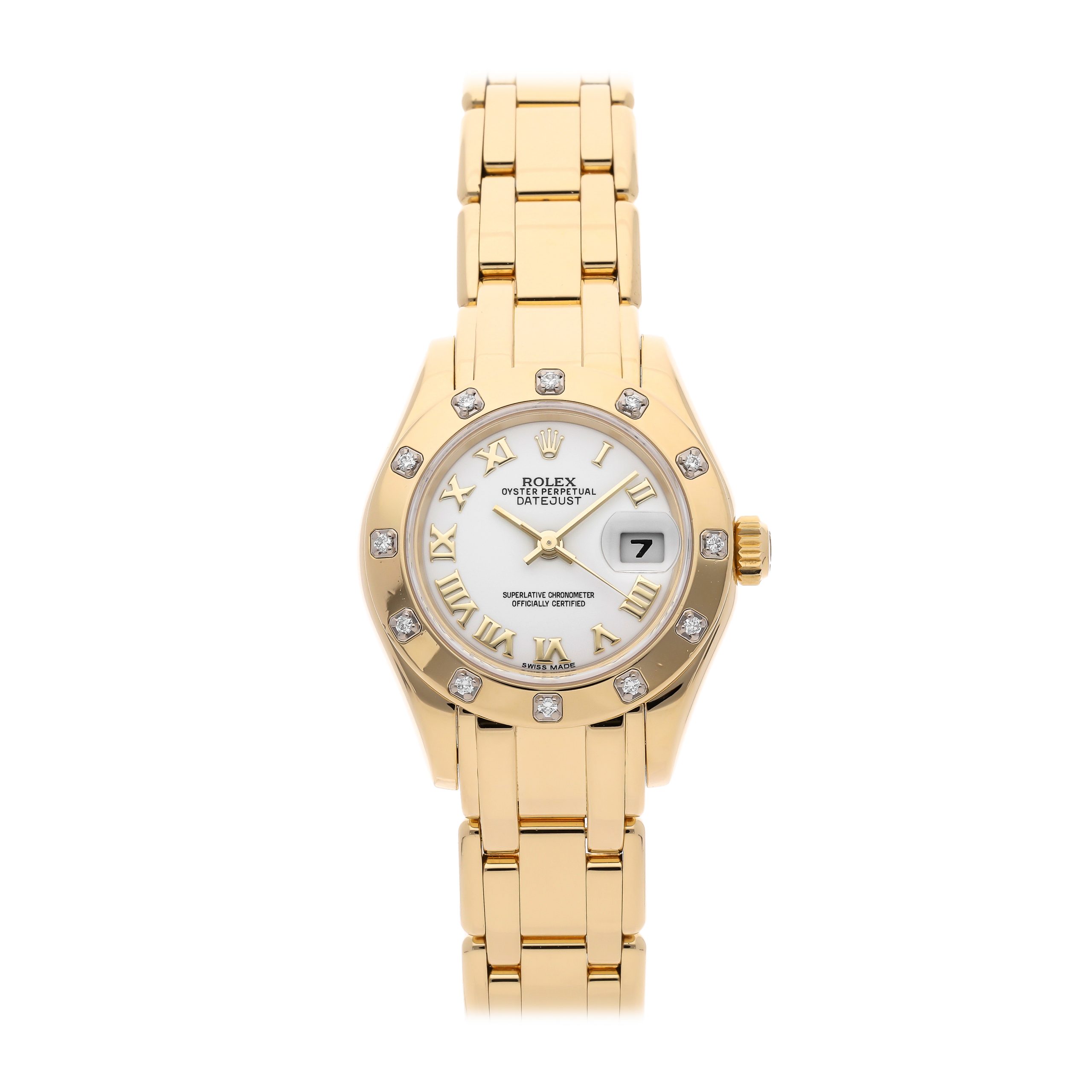 Rolex Super Clone Watch : Datejust Pearlmaster 69318 WHT ROM PRL